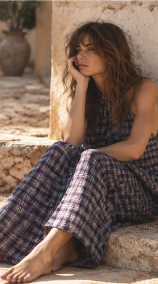 Checkmate Wool Halter Dress