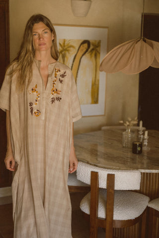 The Check Kaftan •  Hand-finished embroidery details image 1