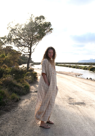 The Check Kaftan •  Hand-finished embroidery details image 7
