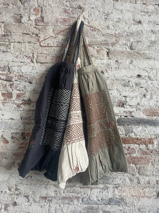 Beach Bag • Hand-embroidered Tote Bag • Available in three earthy tones image 1