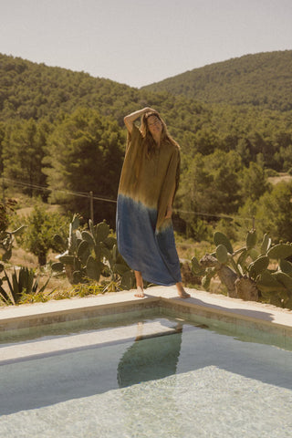 The Silk Dip Dye Kaftan • Handcrafted Gradient Silk Dress image 0