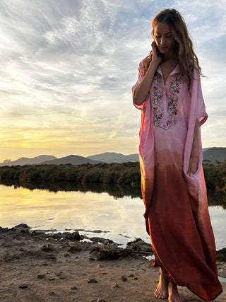 The Silk Dip Dye Kaftan • Handcrafted Gradient Silk Dress image 5
