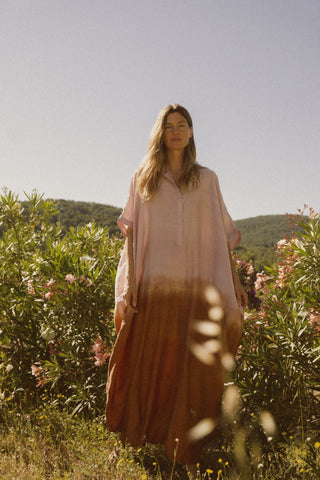 The Silk Dip Dye Kaftan • Handcrafted Gradient Silk Dress image 1