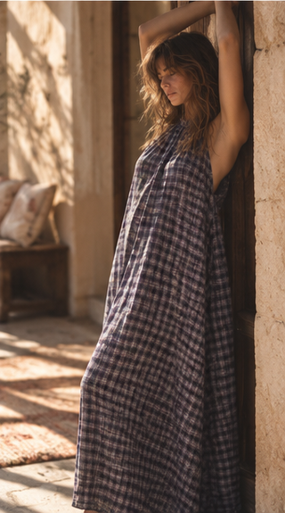 Checkmate Wool Halter Dress