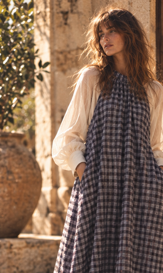 Checkmate Wool Halter Dress