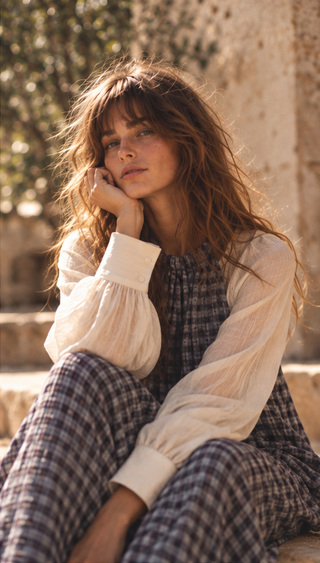 Checkmate Wool Halter Dress
