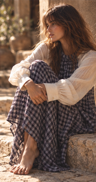 Checkmate Wool Halter Dress