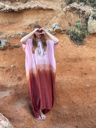 The Silk Dip Dye Kaftan • Handcrafted Gradient Silk Dress image 1