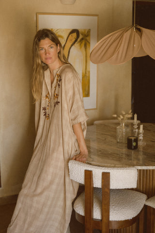 The Check Kaftan •  Hand-finished embroidery details image 0
