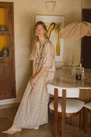 The Check Kaftan •  Hand-finished embroidery details image 3