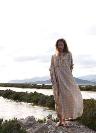 The Check Kaftan •  Hand-finished embroidery details image 5